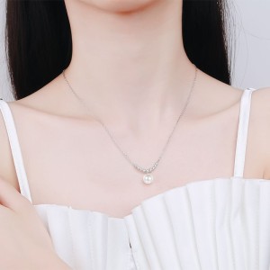 Moissanite Freshwater Pearl 925 Silver C2025080105