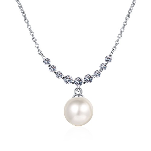 Moissanite Freshwater Pearl 925 Silver C2025080105