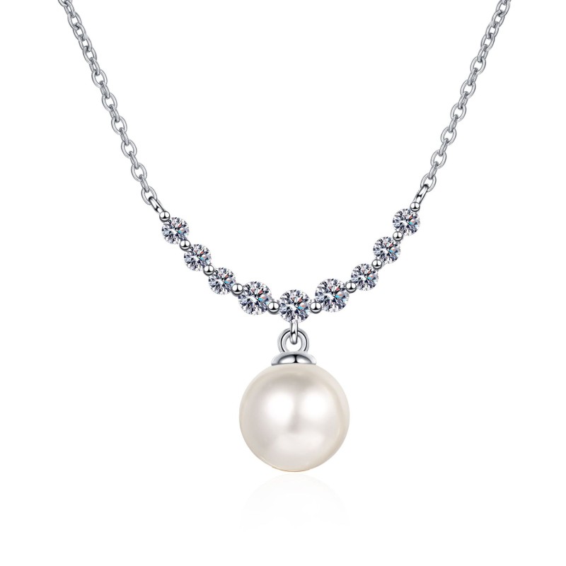 Moissanite Freshwater Pearl 925 Silver C2025080105