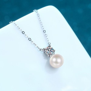 Moissanite Freshwater Pearl 925 Silver C2025080106