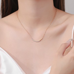Moissanite Champagne gold necklace Female smile Diamond arrangement  925 Silver C2025080111