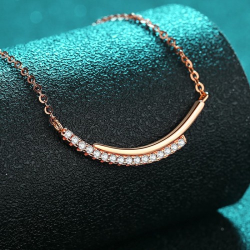 Moissanite Champagne gold necklace Female smile Diamond arrangement  925 Silver C2025080111