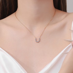 Moissanite Champagne gold necklace women's U-shaped pendant 925 Silver C2025080112