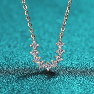 Moissanite Champagne gold necklace women's U-shaped pendant 925 Silver C2025080112