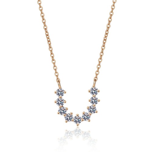 Moissanite Champagne gold necklace women's U-shaped pendant 925 Silver C2025080112