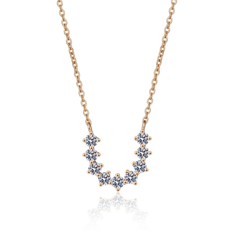 Moissanite Champagne gold necklace women's U-shaped pendant 925 Silver C2025080112