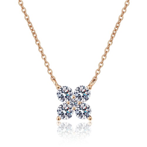 1.26 CT Moissanite Champagne gold necklace with female petals pendant 925 Silver C2025080113